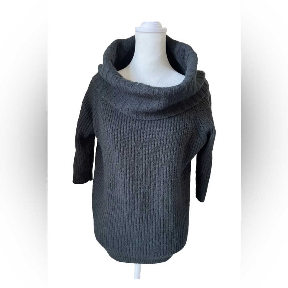 Express Size Small Black Textured Wool Blend Sweater With Cowl Neckline